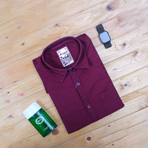 Kaijas Maroon Plain Shirt